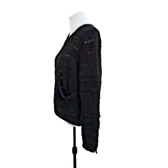 ZARA KNIT Womens Open Weave Crochet SWEATER - Size SMALL - Black Tassel … - Picture 3 of 10